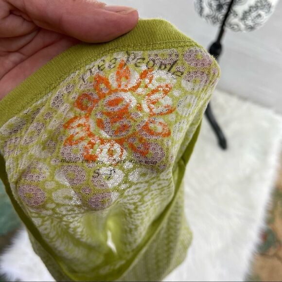 Free People Sheer Floral Ribbed Thermal Top - Picture 6 of 7